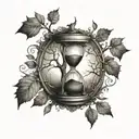 tree dead and tree with leaves in Hourglass  tattoo design idea