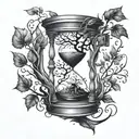tree dead and tree with leaves in one Hourglass Instead of grains tattoo design idea