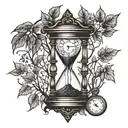 tree dead and tree with leaves in one Hourglass Instead of grains tattoo design idea