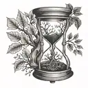 tree dead and tree with leaves in one Hourglass Instead of grains tattoo design idea