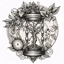 tree dead and tree with leaves in one Hourglass Instead of grains tattoo design idea