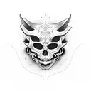 demon cat skull tattoo design idea
