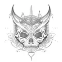 demon cat skull tattoo design idea