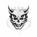 demon cat skull tattoo design idea