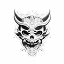 demon cat skull tattoo design idea