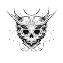 demon cat skull tattoo design idea