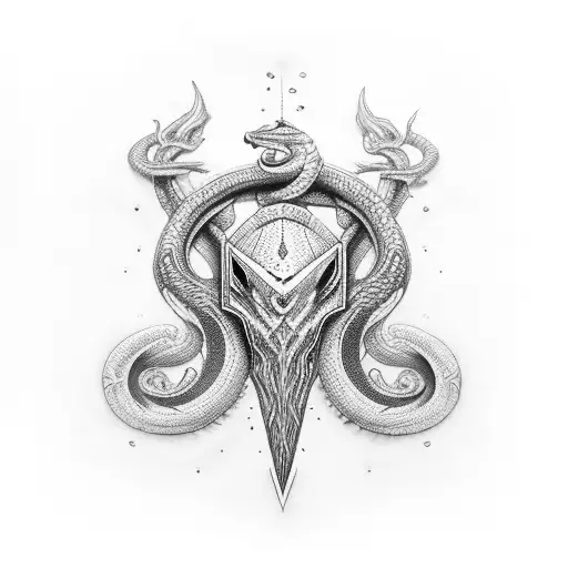 couteau avec un serpent tattoo design idea