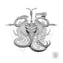 couteau avec un serpent tattoo design idea