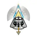 the great sphinx with the pyramids of giza in background and palm tree on the side tattoo design idea