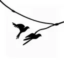 three little birds hanging on a cable line tattoo design idea