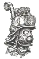 firefighter helmet hanging tattoo design idea