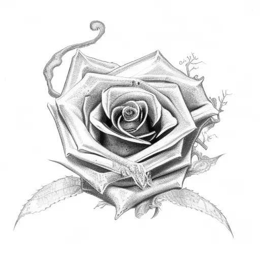 monster  hugging a rose tattoo design idea