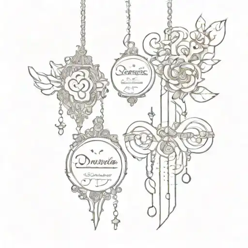pendants with the names Dominic and Augustine written on them tattoo design idea