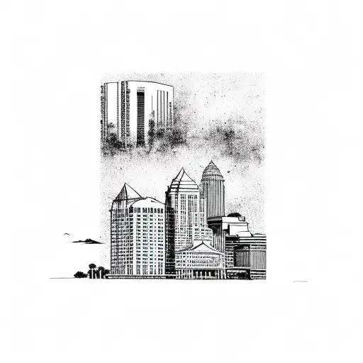 A Jacksonville fl skyline with jaguars in the foreground tattoo design idea