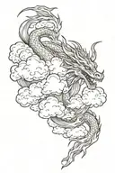 dragon fire rising around clouds surrounding  tattoo design idea