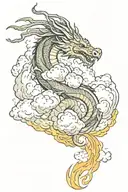 dragon fire rising around clouds surrounding  tattoo design idea