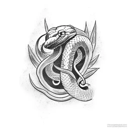 A tattoo of a snake and a raven, representing mystery and transformation tattoo design idea