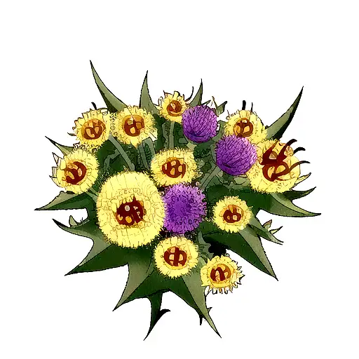 thistle and golden wattle  tattoo design idea