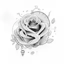 Letty con armas y rosas tattoo design idea