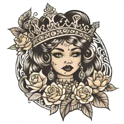 Laila with princess crown tattoo design idea
