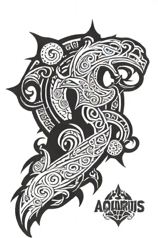 Aquarius symbol incorporated into a spartan shield tattoo design idea