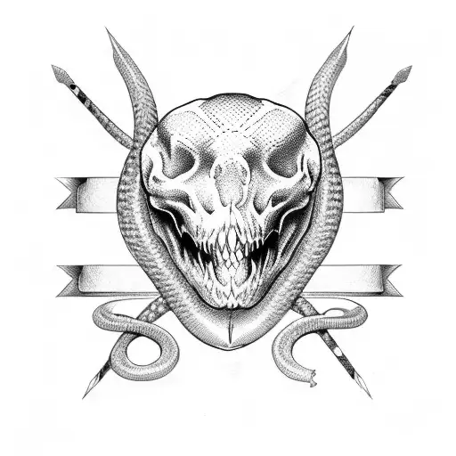 snake skull and dagger  tattoo design idea
