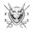 snake skull and dagger  tattoo design idea