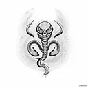 snake skull and dagger  tattoo design idea