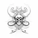snake skull and dagger  tattoo design idea