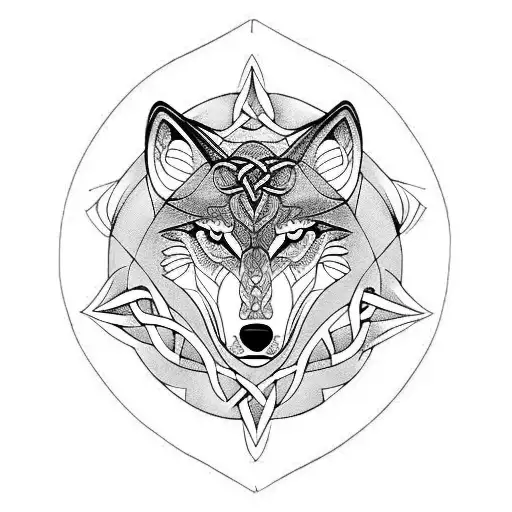 narrow celtic wolf  tattoo design idea