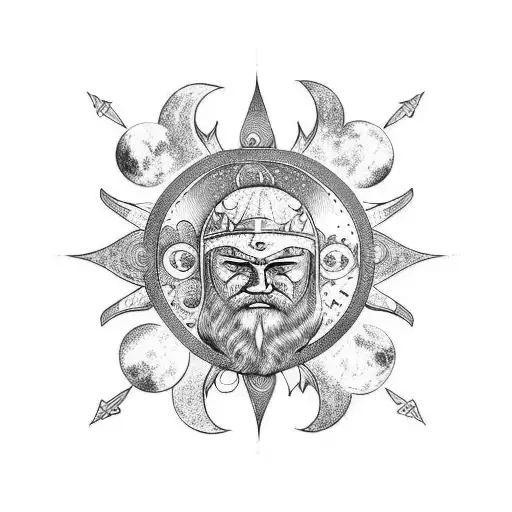 moon and sun viking saxon tattoo design idea