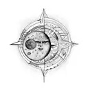 moon and sun thors hammer tattoo design idea