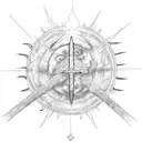moon and sun thors hammer tattoo design idea