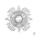 moon and sun thors hammer tattoo design idea