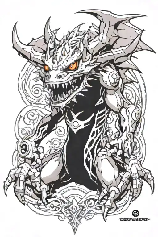 digimon dracomon digivolution line tattoo design idea