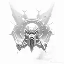 Helldiver from Helldivers 2 in the style of old school black and gray  tattoo design idea