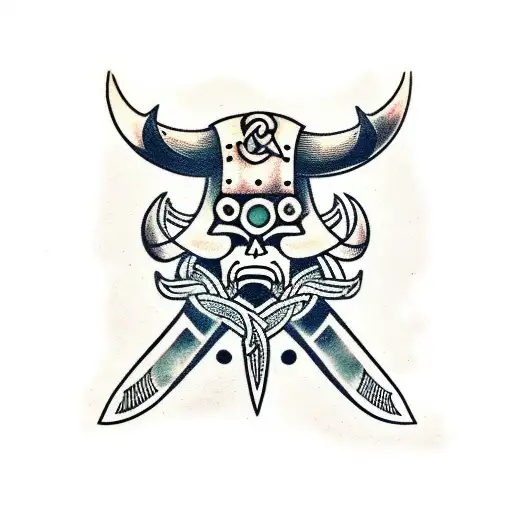 vikingo con espada clavada tattoo design idea