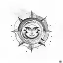 sun and moon in dark clouds with night sky tattoo design idea