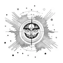 sun and moon in dark clouds with night sky tattoo design idea
