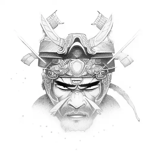 samurai-knife face tattoo design idea