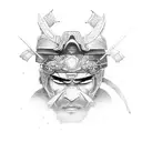 samurai-knife face tattoo design idea