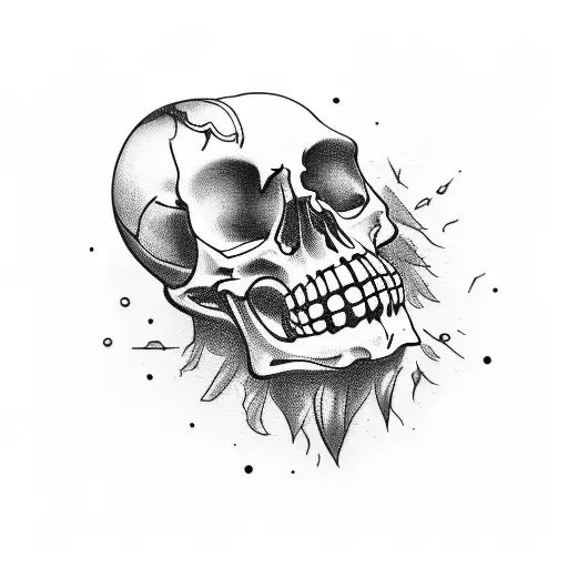 a woman skeleton cut her throat with knife by seeing herself  tattoo design idea