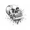a woman skeleton cut her throat with knife by seeing herself  tattoo design idea