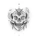 a woman skeleton cut her throat with knife by seeing herself  tattoo design idea