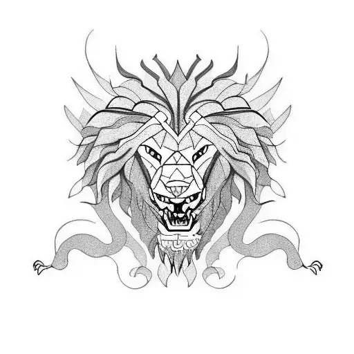 lion and dragon mix tattoo design idea