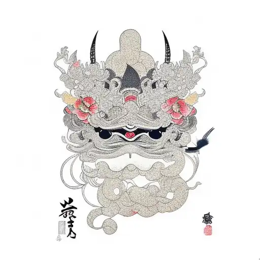 kraanvogel met geisha en slang voor linkerzijde rug tattoo design idea