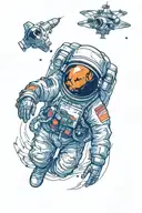 Astronaut floating tattoo design idea