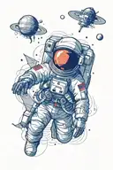 Astronaut floating tattoo design idea