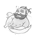 Chubby mermaid man with beard and body hair tattoo design idea