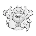 Chubby mermaid man with beard and body hair tattoo design idea